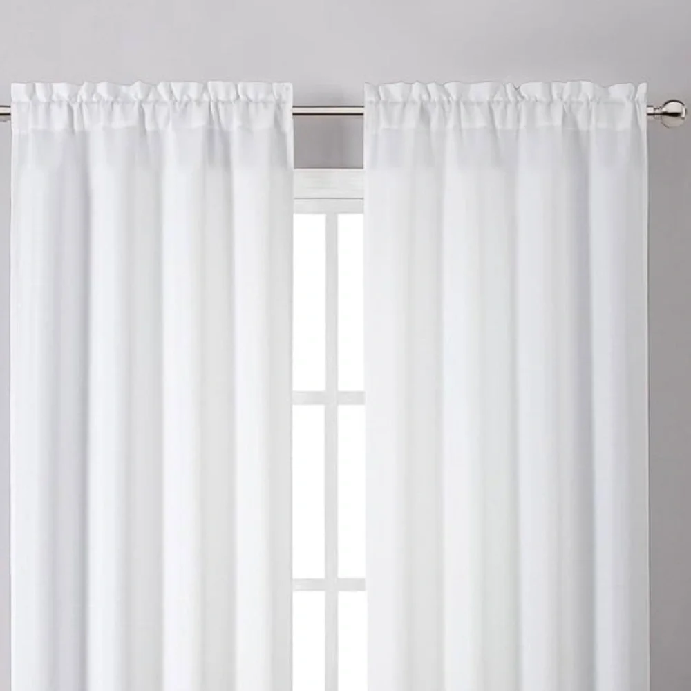 Elegant White Curtain Panels, Set of Two 🦋